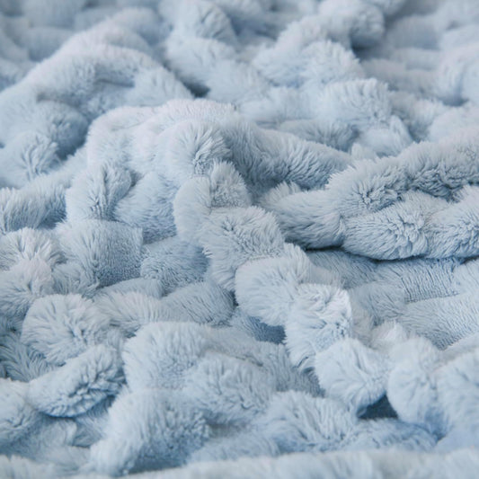 Blue Soft Fleece 3D Square Grid Baby Blanket Breathable Nursery Blanket