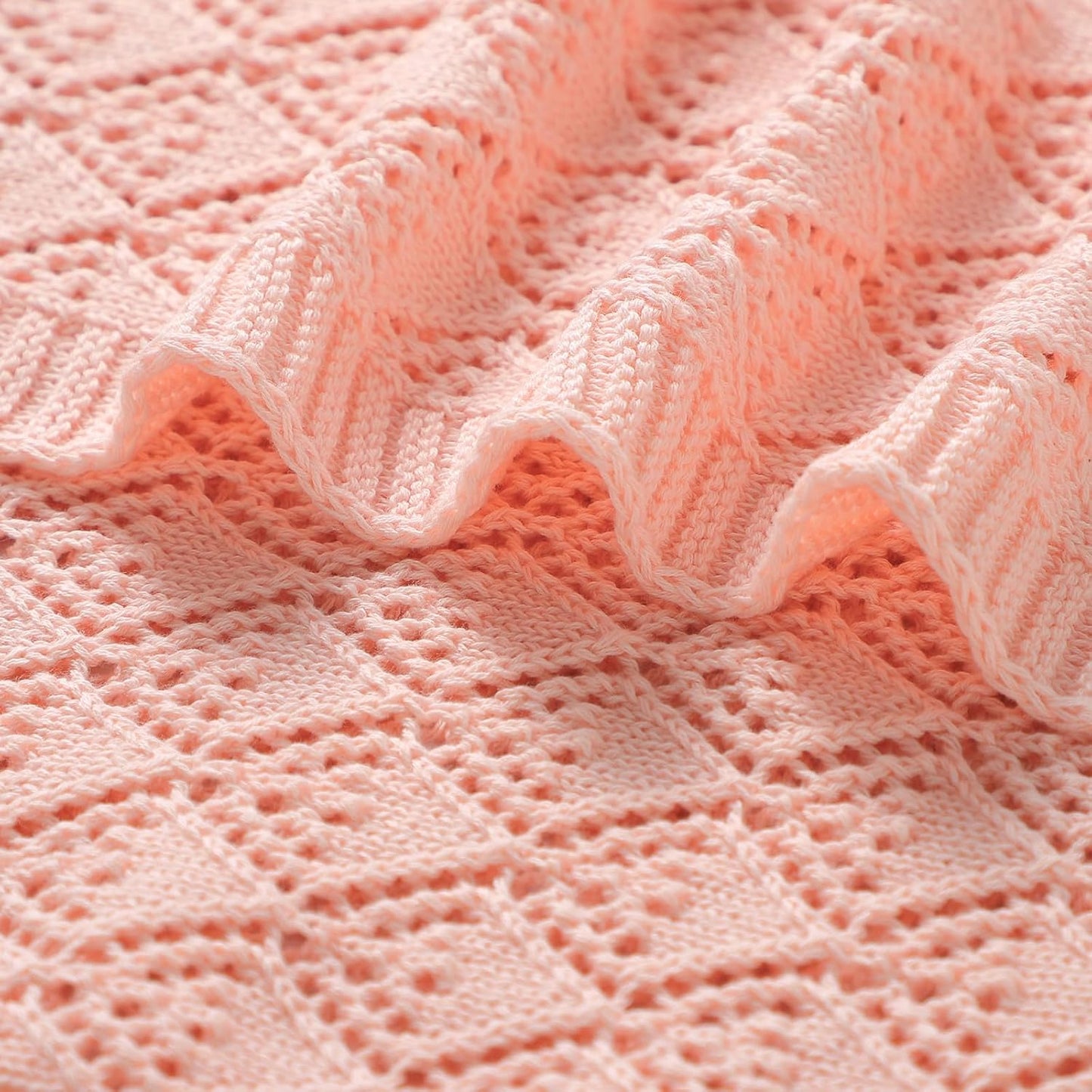 Petal Pink Soft Cotton Knit Baby Swaddle Breathable Nursery Blanket