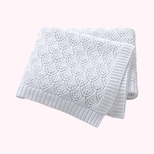 White Soft Cotton Knit Baby Swaddle Breathable Nursery Blanket
