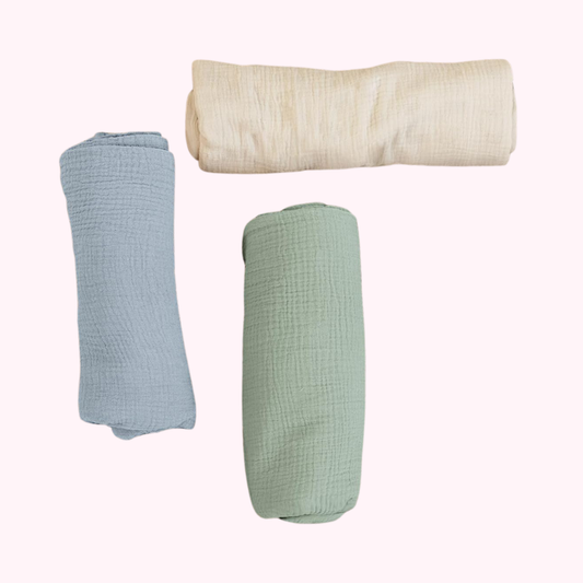 Sun Print Muslin Soft Cotton Baby Swaddle Breathable Nursery Blanket - 3 Pack