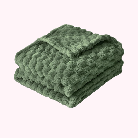 Sage Soft Fleece 3D Square Grid Baby Blanket Breathable Nursery Blanket