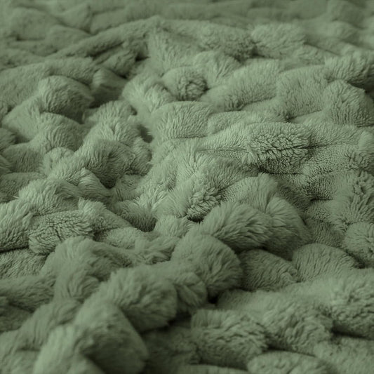 Sage Soft Fleece 3D Square Grid Baby Blanket Breathable Nursery Blanket