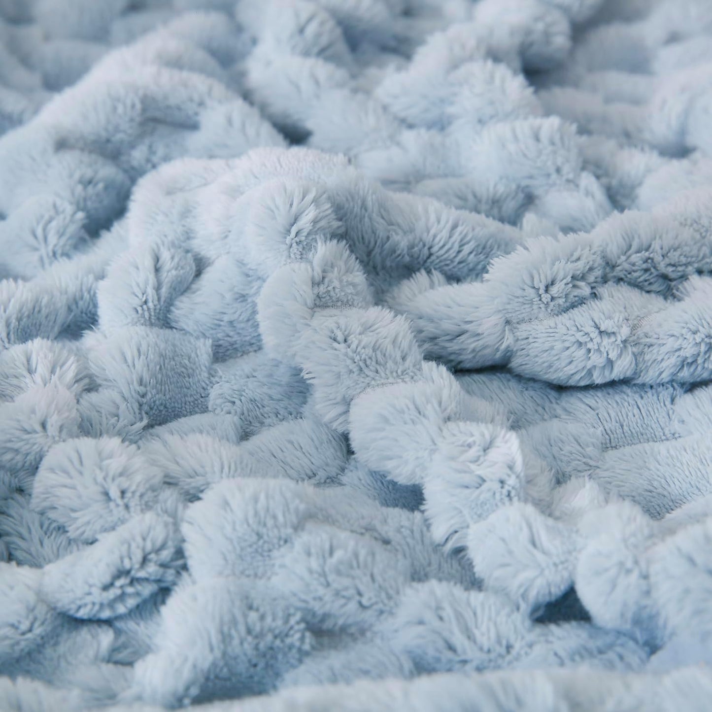 Blue Soft Fleece 3D Square Grid Baby Blanket Breathable Nursery Blanket