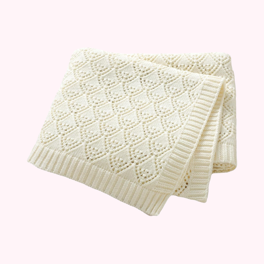Beige Soft Cotton Knit Baby Swaddle Breathable Nursery Blanket