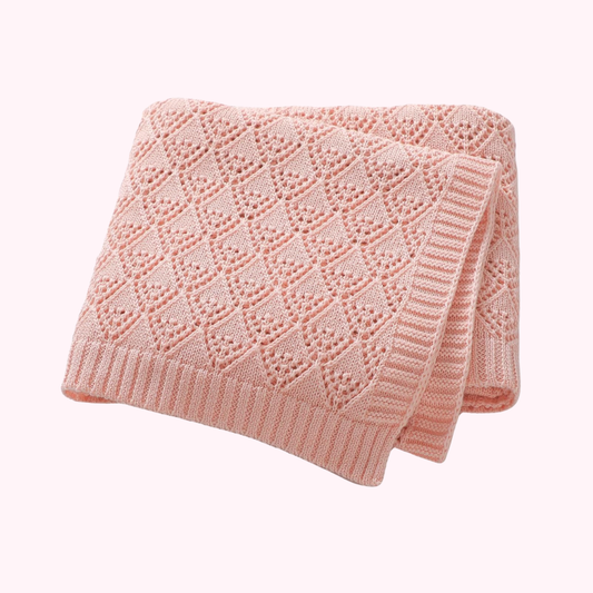 Petal Pink Soft Cotton Knit Baby Swaddle Breathable Nursery Blanket