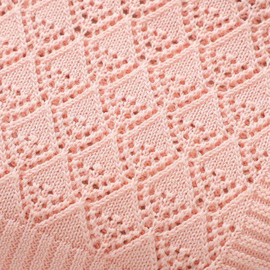 Petal Pink Soft Cotton Knit Baby Swaddle Breathable Nursery Blanket