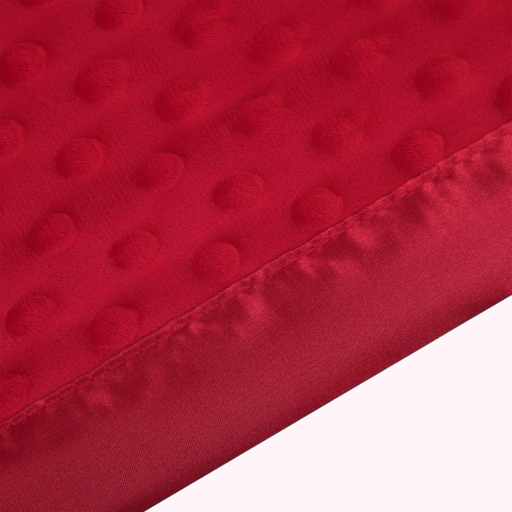 Red Ultra Soft Minky Dot Baby Blanket with Silky Satin Trim